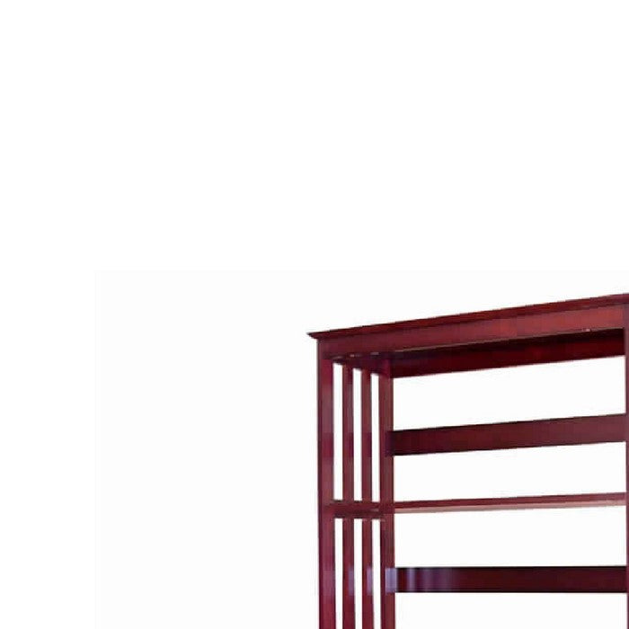 4 Tier Spacious Wooden Bookcase with Slatted Sides, Cherry Brown