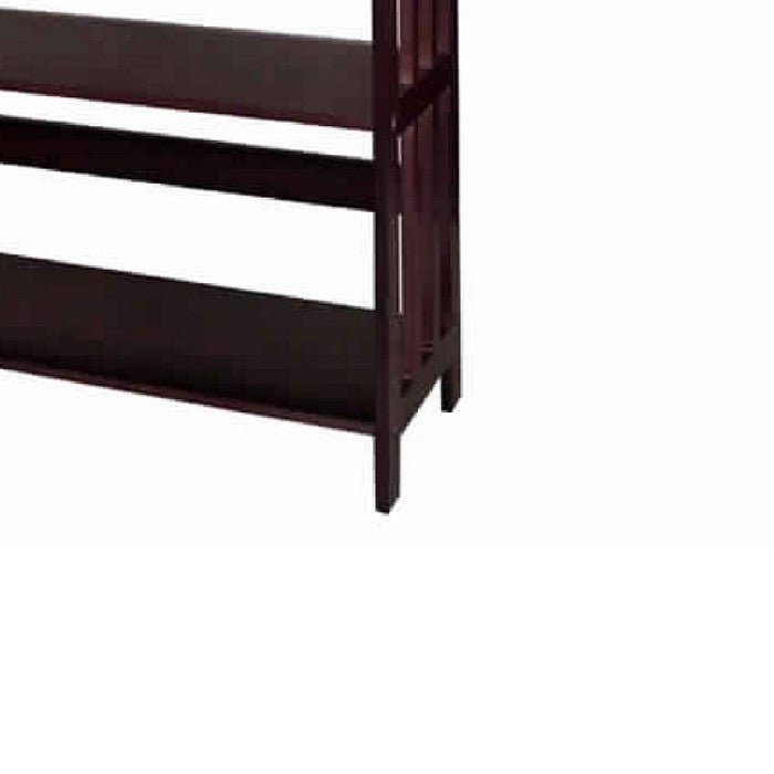 4 Tier Spacious Wooden Bookcase with Slatted Sides, Espresso Brown