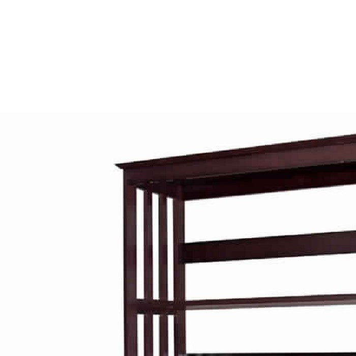 4 Tier Spacious Wooden Bookcase with Slatted Sides, Espresso Brown