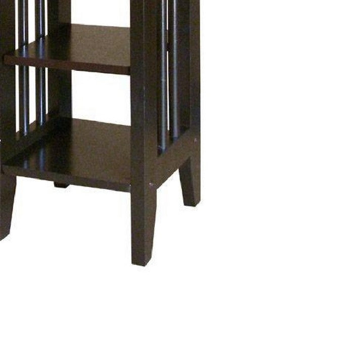 Wooden Media Storage Tower with 5 Open Shelves, Espresso Brown