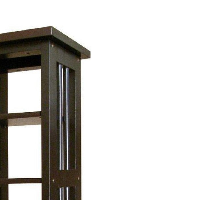 Wooden Media Storage Tower with 5 Open Shelves, Espresso Brown