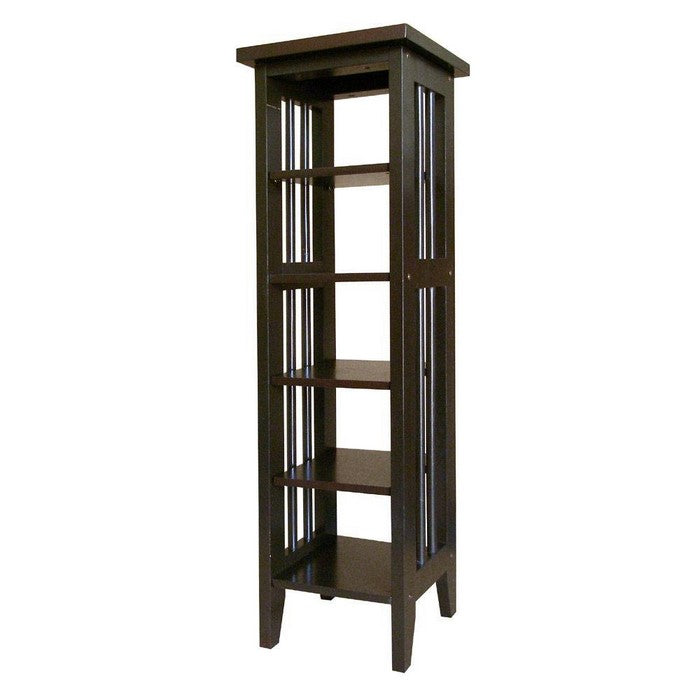 Wooden Media Storage Tower with 5 Open Shelves, Espresso Brown