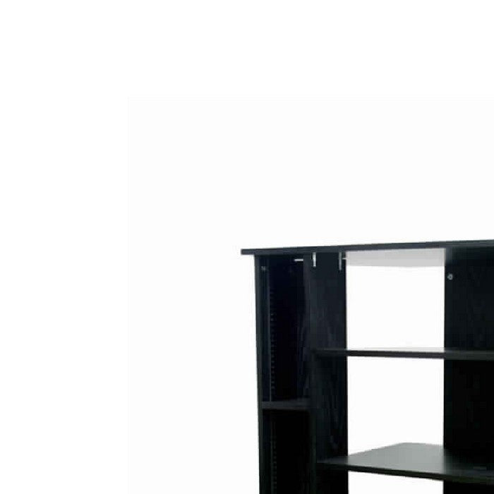 Wooden TV Stand with 3 Tier Shelving and CD Rack, Black