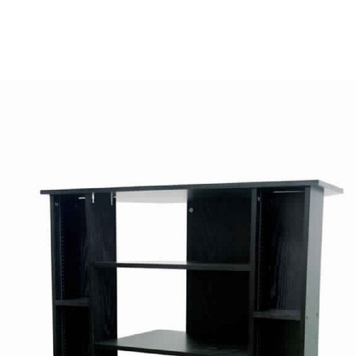 Wooden TV Stand with 3 Tier Shelving and CD Rack, Black