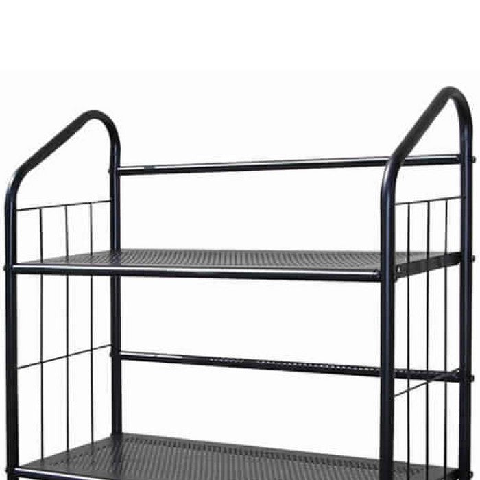 3 Tier Industrial Style Open Frame Metal Bookshelf, Black
