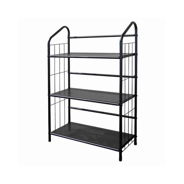 3 Tier Industrial Style Open Frame Metal Bookshelf, Black