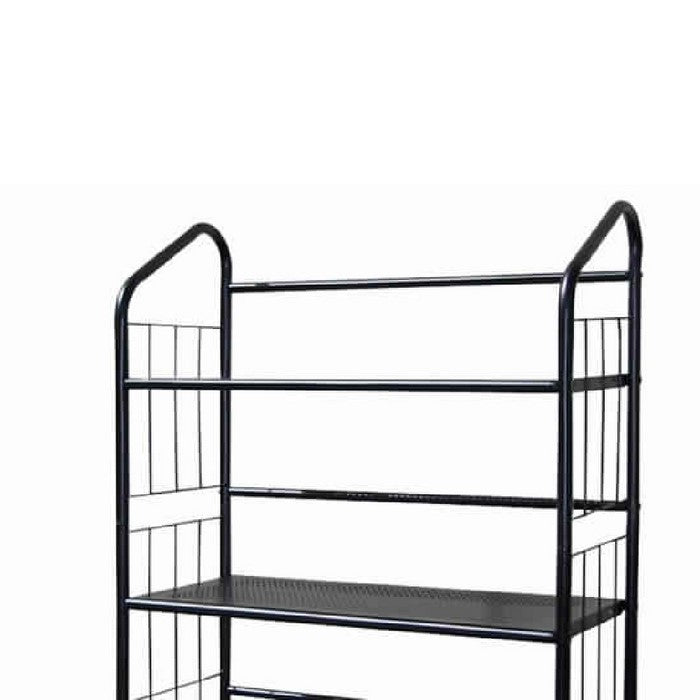 4 Tier Industrial Style Open Frame Metal Bookshelf, Black