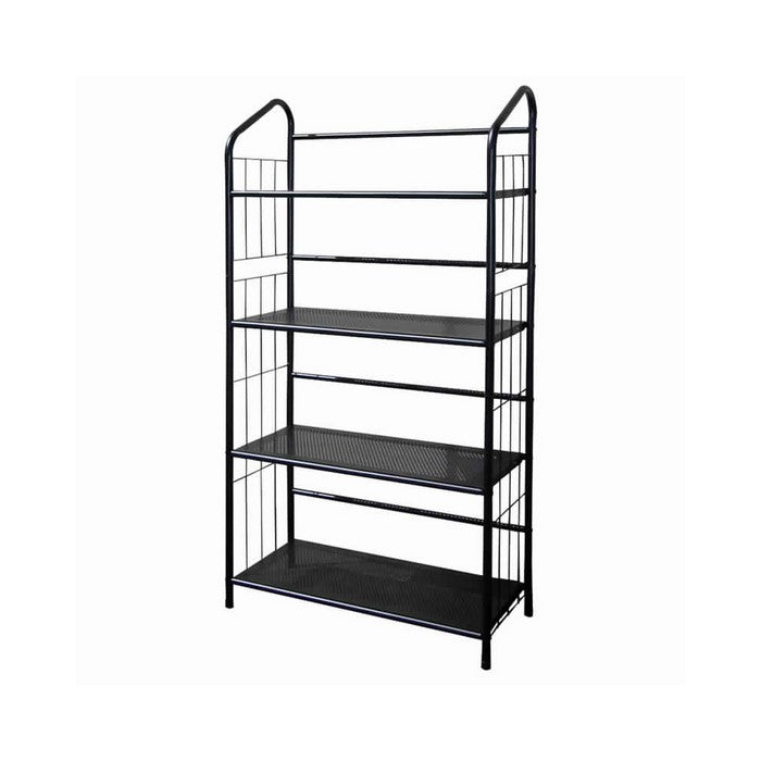 4 Tier Industrial Style Open Frame Metal Bookshelf, Black