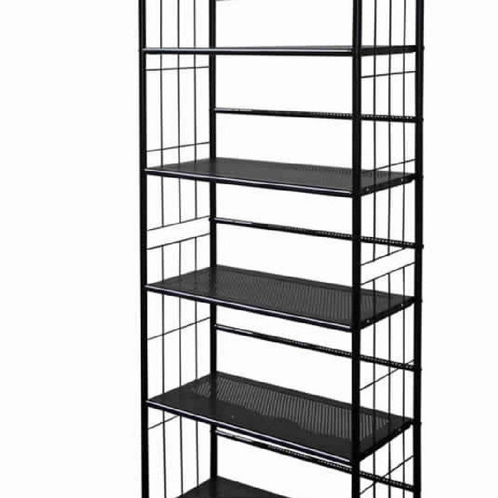 5 Tier Industrial Style Open Frame Metal Bookshelf, Black