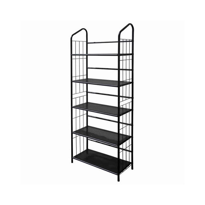 5 Tier Industrial Style Open Frame Metal Bookshelf, Black
