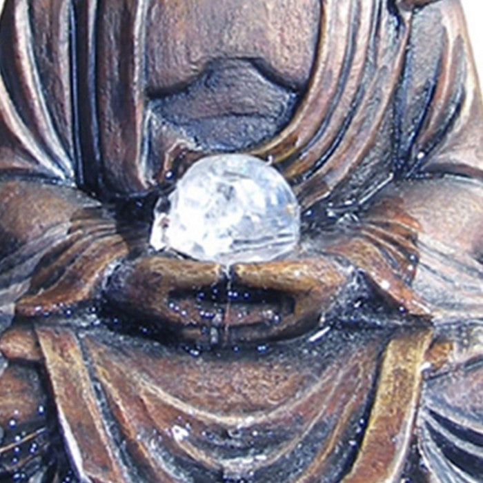 Polyresin Frame Buddha Fountain in Lotus Position, Rustic Bronze