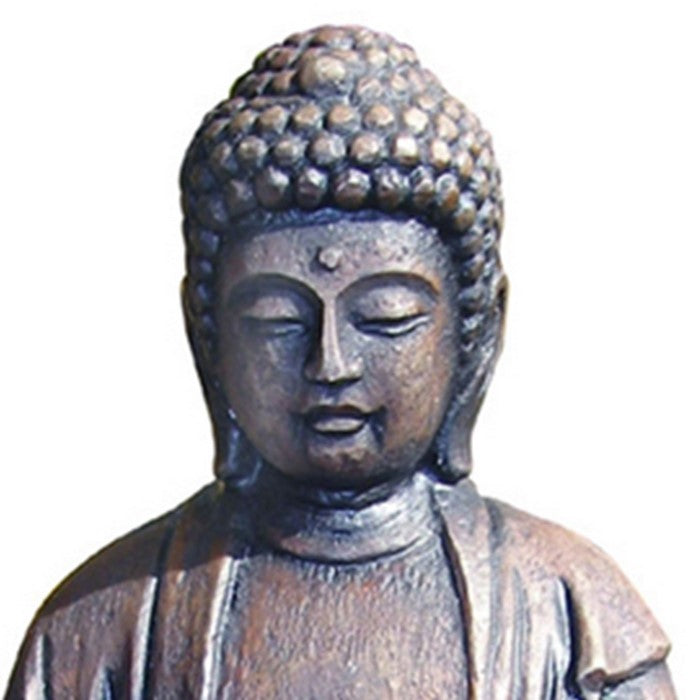 Polyresin Frame Buddha Fountain in Lotus Position, Rustic Bronze