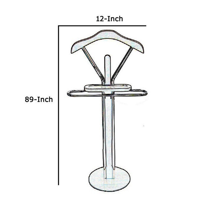 Wood and Metal Frame Valet with Stable Base, Espresso Brown and Chrome
