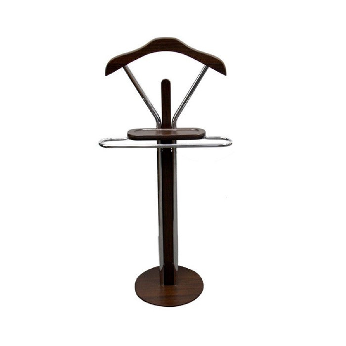 Wood and Metal Frame Valet with Stable Base, Espresso Brown and Chrome