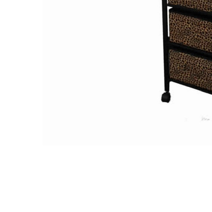 Animal Print Metal Rack with 6 Spacious Drawers, Black and Brown