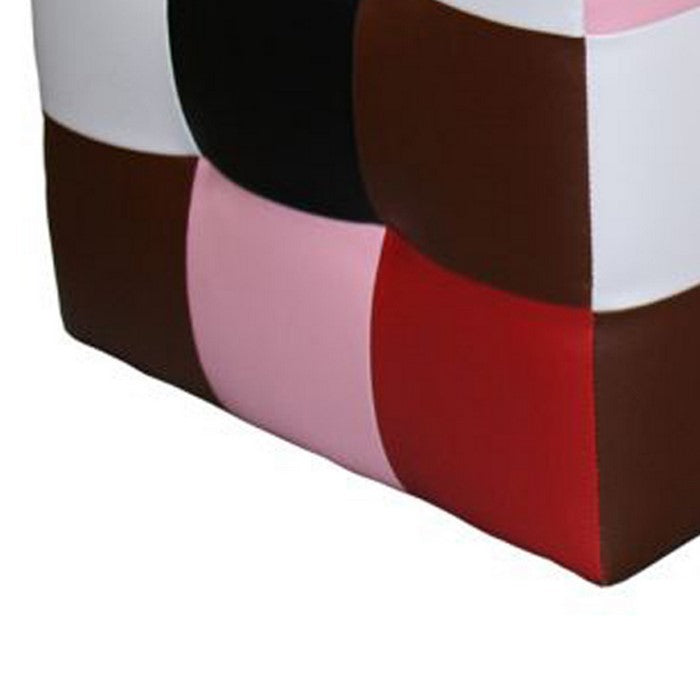 2 Piece Tufted Faux Leather Upholstered Storage Ottoman, Multicolor