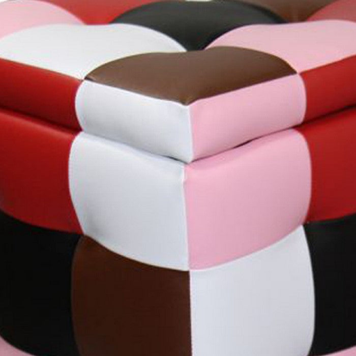 2 Piece Tufted Faux Leather Upholstered Storage Ottoman, Multicolor
