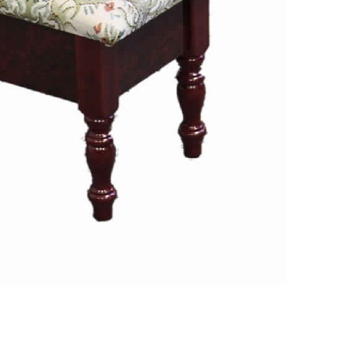 Fabric Upholstered Rectangular Footstool with Turned Legs, Multicolor