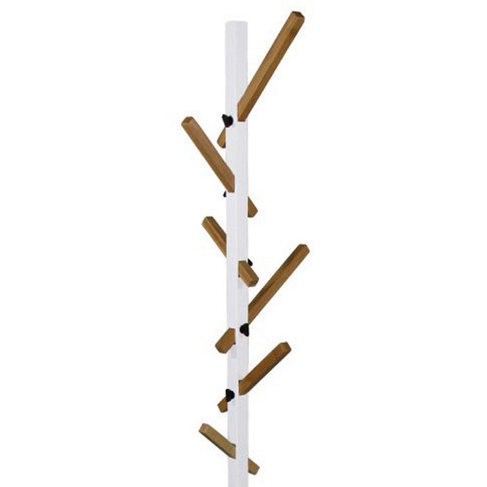 Freestanding Skyline Design Wooden Frame Coat Rack, White and Brown