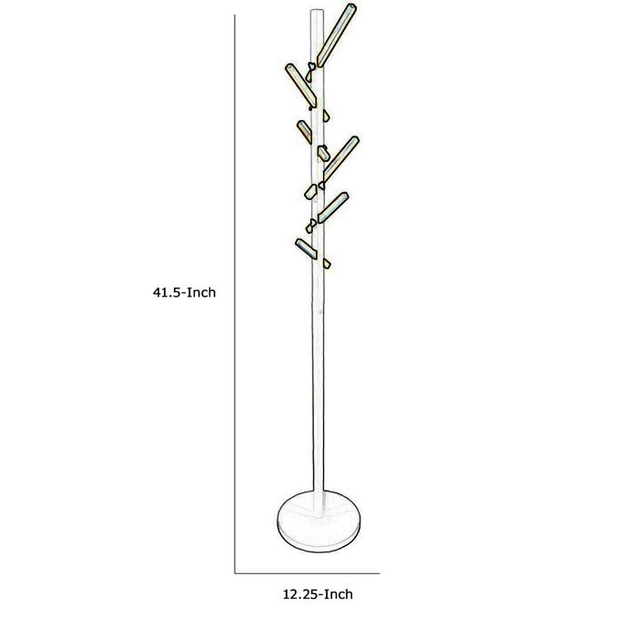 Freestanding Skyline Design Wooden Frame Coat Rack, White and Brown