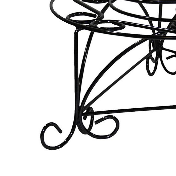 Swirl Mosaic Iron Frame Plant Stand, Glossy Black