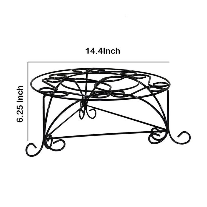 Swirl Mosaic Iron Frame Plant Stand, Glossy Black