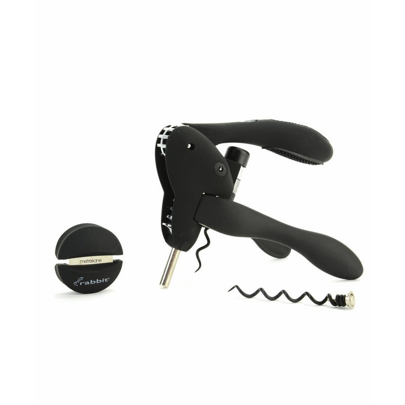 Rabbit Wine Corkscrew with Foil Cutter, Black