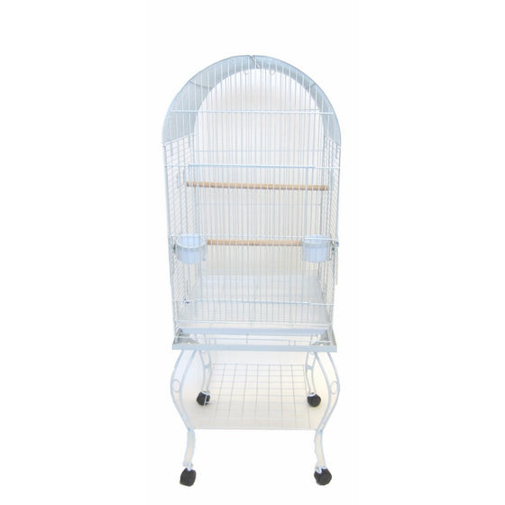 YML 20-Inch Dometop Parrot Cage with Stand, White