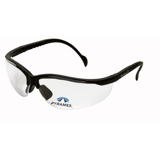 Pyramex V2 Readers Safety Eyewear, Clear 2.5 Lens With Black Frame