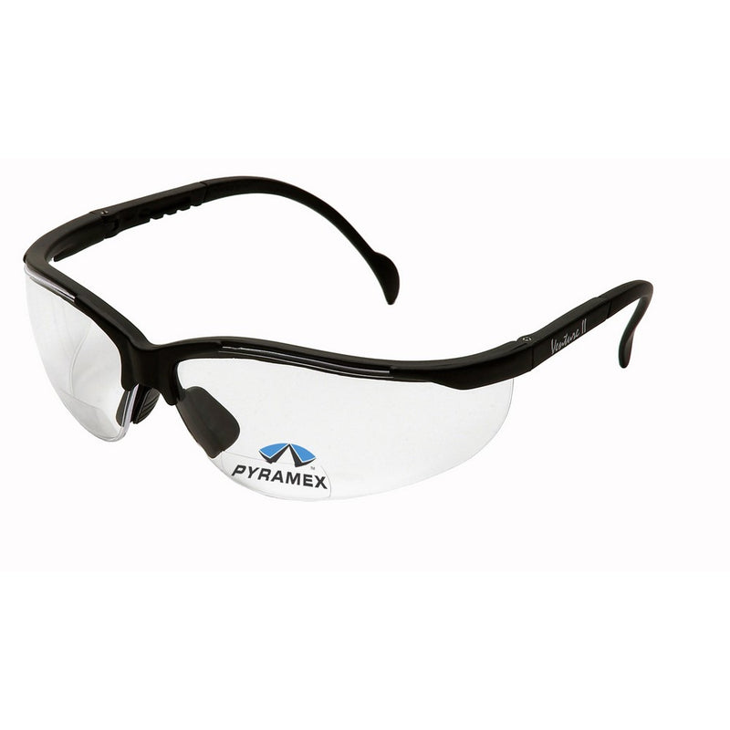 Pyramex V2 Readers Safety Eyewear, Clear 2.5 Lens With Black Frame