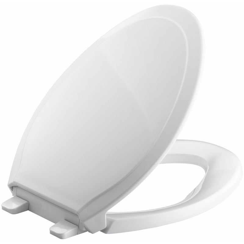 KOHLER K-4734-0 Rutledge Quiet-Close with Grip-Tight Bumpers Elongated Toilet Seat, White