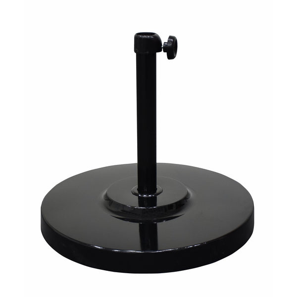 California Umbrella 50 lbs. Round Concrete Weighted Powdercoated Steel Umbrella Base, Black Frame