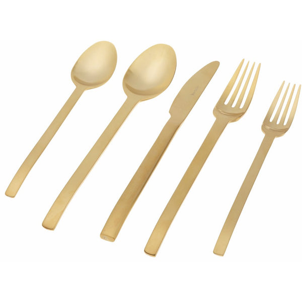 Herdmar "Spiga Brushed Gold" 18/10 Stainless Steel 5-Piece Place Setting