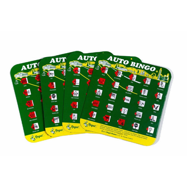 Green Auto Backseat Bingo Pack of 4 Bingo Cards Great For Family Vactions Car Rides and Road Trips