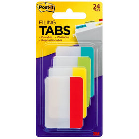 Post-it Tabs, 2 inch Solid, Assorted Primary Colors, 6/Color, 4 Colors, 24/Pk (686-ALYR)