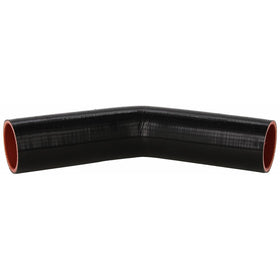 HPS HTSEC45-200-BLK Silicone High Temperature 4-ply Reinforced 45 degree Elbow Coupler Hose, 55 PSI Maximum Pressure, 4" Leg Length on each side, 2" ID, Black