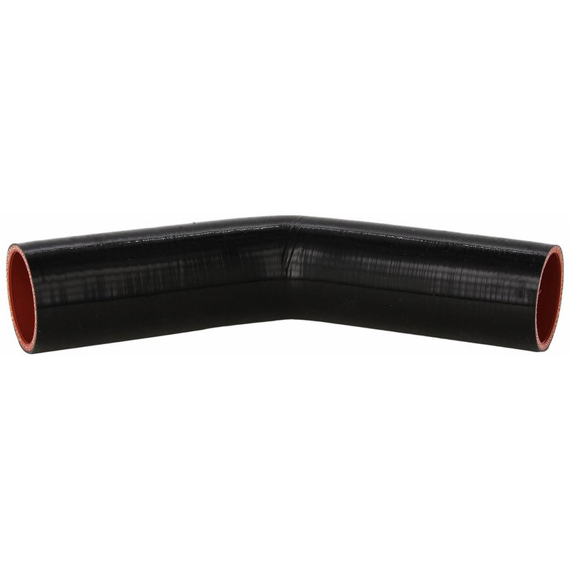 HPS HTSEC45-200-BLK Silicone High Temperature 4-ply Reinforced 45 degree Elbow Coupler Hose, 55 PSI Maximum Pressure, 4" Leg Length on each side, 2" ID, Black