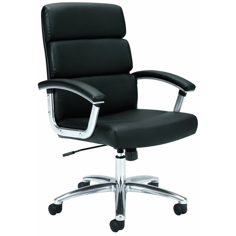 HON Traction Executive Task Chair - Mid Back Leather Computer Chair for Office Desk, Black (VL103)