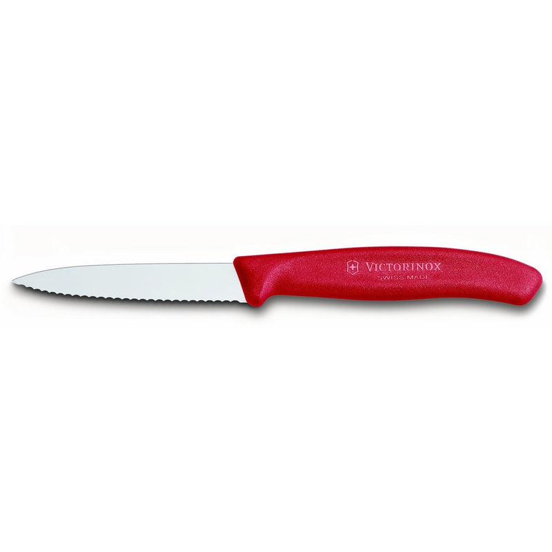 Victorinox 3.25 Inch Swiss Classic Paring Knife with Serrated Edge, Spear Point, Red