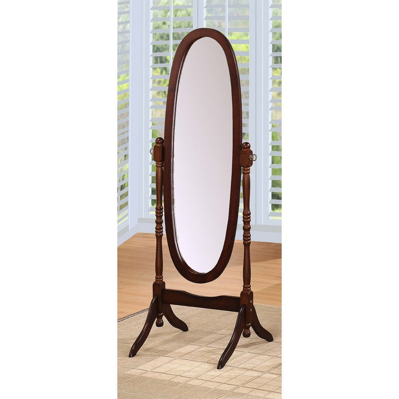 Queen Ann Style Cheval Floor Wood Mirror Espresso Finish