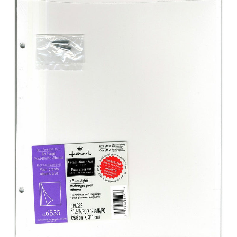 Hallmark Large Choose-Your-Own Album AR6555 Self-Adhesive Refill Pages For Large 2-Ring or Post Bound Albums