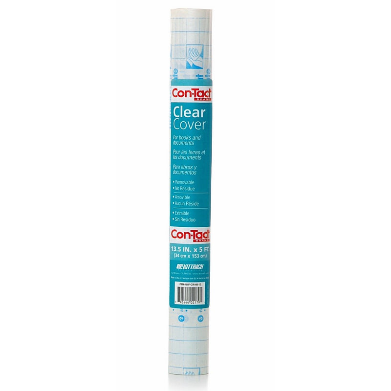 Con-Tact 05F-C7R100-12 Brand Clear Adhesive Protective Liner Covering for Books and Documents, 13.5-Inches x 5-Feet