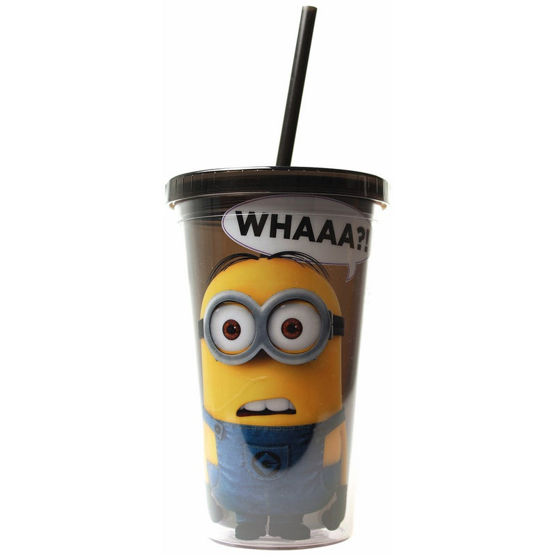 Silver Buffalo DM05087 Despicable Me Minion Whaaa! Cold Cup with Lid and Straw, 16-Ounces