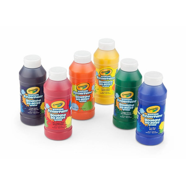 Crayola Washable FingerPaints, 6 Count 8 oz.