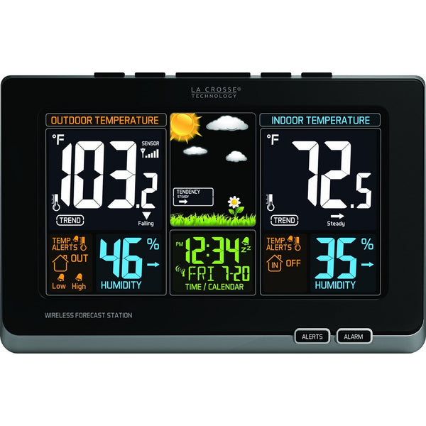 La Crosse Technology 308-1414B Wireless Atomic Digital Color Forecast Station with Alerts, Black