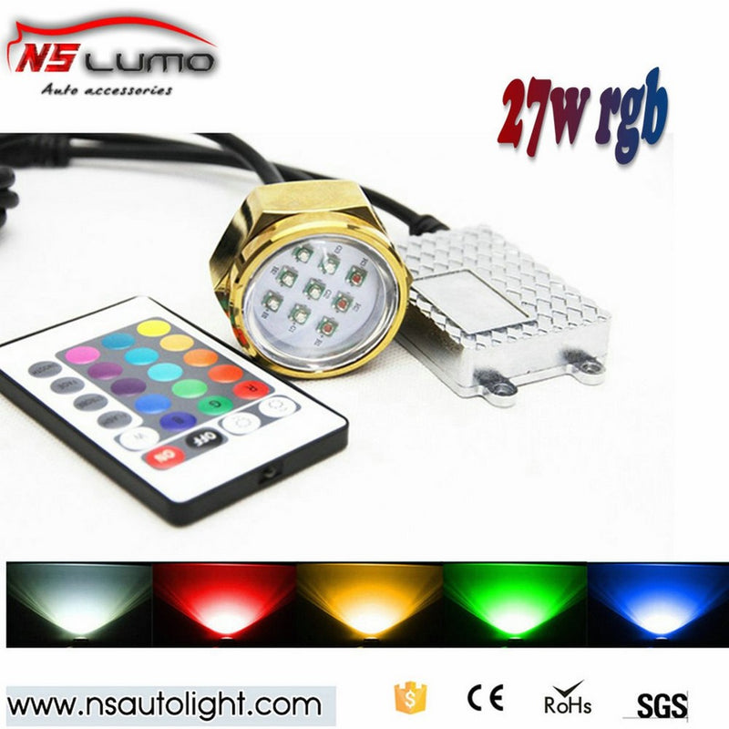 Newsun 27W Color Changing RGB Ip68 Water-proof Marine Boat Drain Plug LED Light 27w Underwater Lights Waterproof Yacht Boat Drain Plug Led Light for Fishing