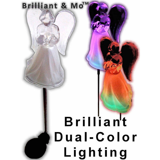 Acrylic Solar Angel Lights with A Frosted Skirt Solar Garden Stake - Box of 2