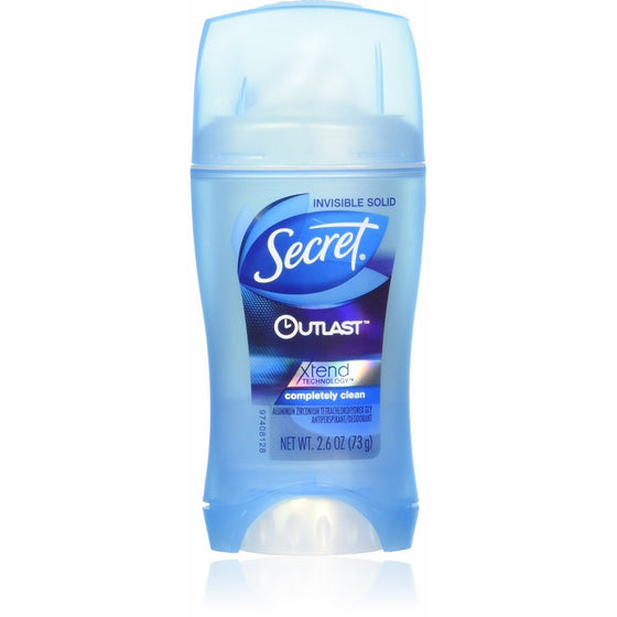 Secret Outlast Women's Invisible Solid Antiperspirant and Deodorant, Completely Clean, 2.6 Ounce (Pack of 3)