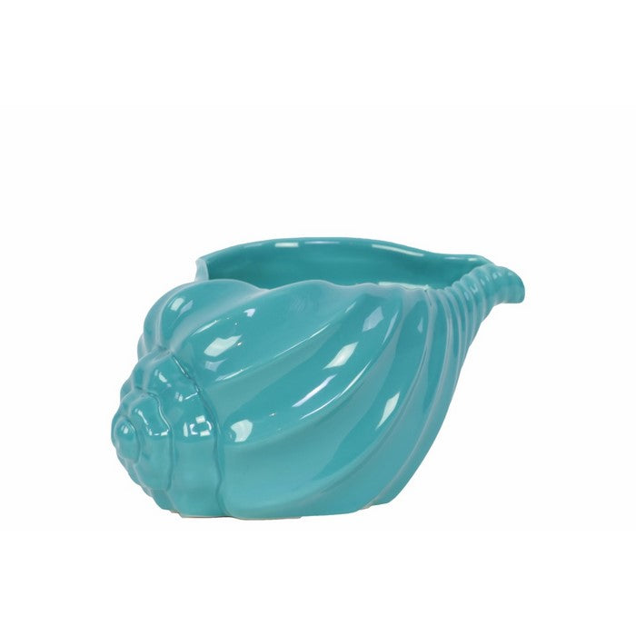 Beautiful, Glossy & Shiny Ceramic Shell Showpiece In Blue Small