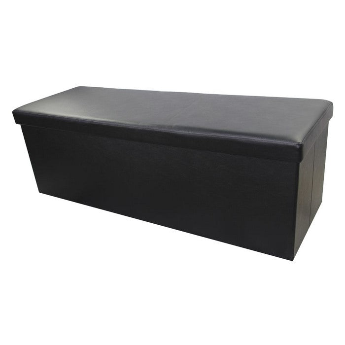 Elegant Black Foldable Storage Ottoman Bench by Urban Port